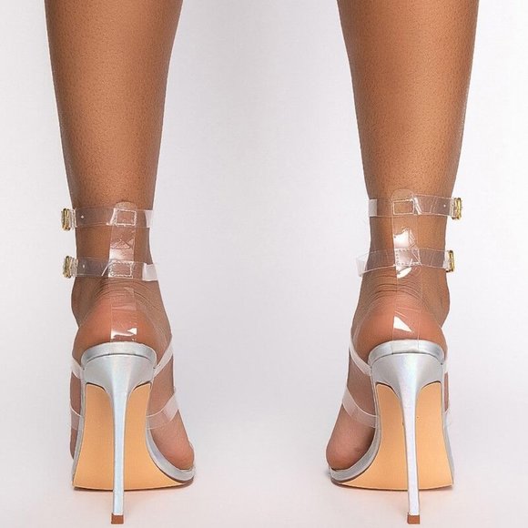 Stasia on Ice: PVC Gladiator Silver Stiletto 7.5 8 10 11 - Picture 4 of 6